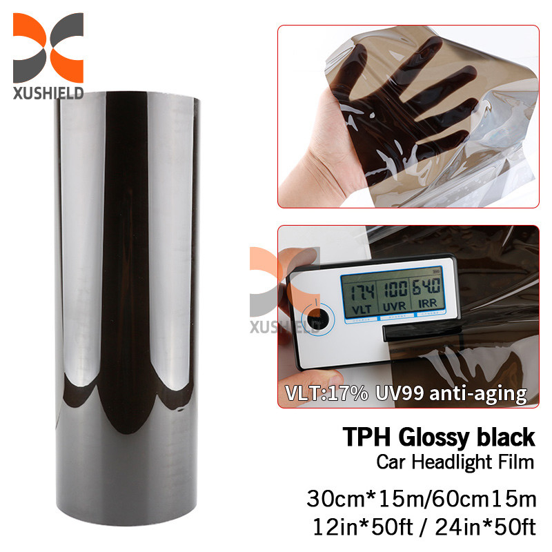 XUSHIELD Yüksek Kaliteli TPH TPU Araç Farı Tint Film Işık Siyah Duman Siyah Kuyruk Işık Farı Tint Film
