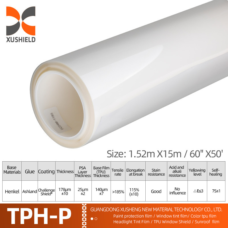 TPH 1.52*15M Yüksek Parlaklıklı Rulo CLEAR Şeffaf Yapıştırıcı Araç Beden Boya Koruma Ppf Film Tph