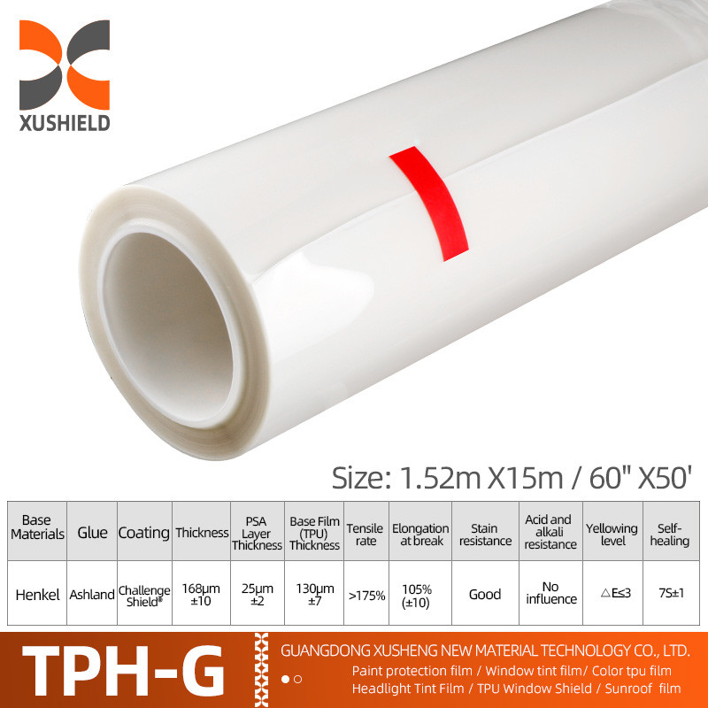 TPH 1.52*15M Yüksek Parlaklıklı Rulo CLEAR Şeffaf Yapıştırıcı Araç Beden Boya Koruma Ppf Film Tph