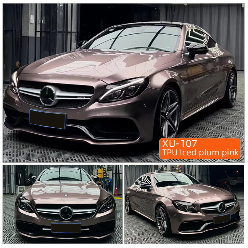 TPU Dondurulmuş Plum Pembe PPF 5 Yıllık Garanti Anti Sarı Kendini İyileştirme 1.52*17m TPU Araç Boya Koruyucu Filmi