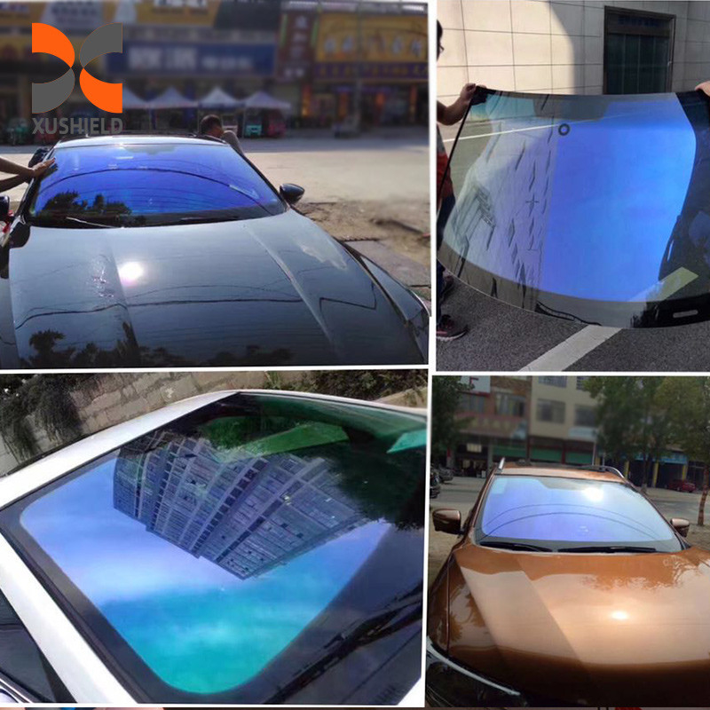 CH6099 Mavi Mor Kameleon Tint 2Mil Isı Kısaltma Renk Değiştirme Kameleon Pencere Tint Film Araba Ön Camı için