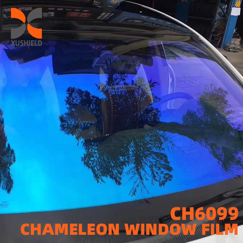 CH6099 Mavi Mor Kameleon Tint 2Mil Isı Kısaltma Renk Değiştirme Kameleon Pencere Tint Film Araba Ön Camı için